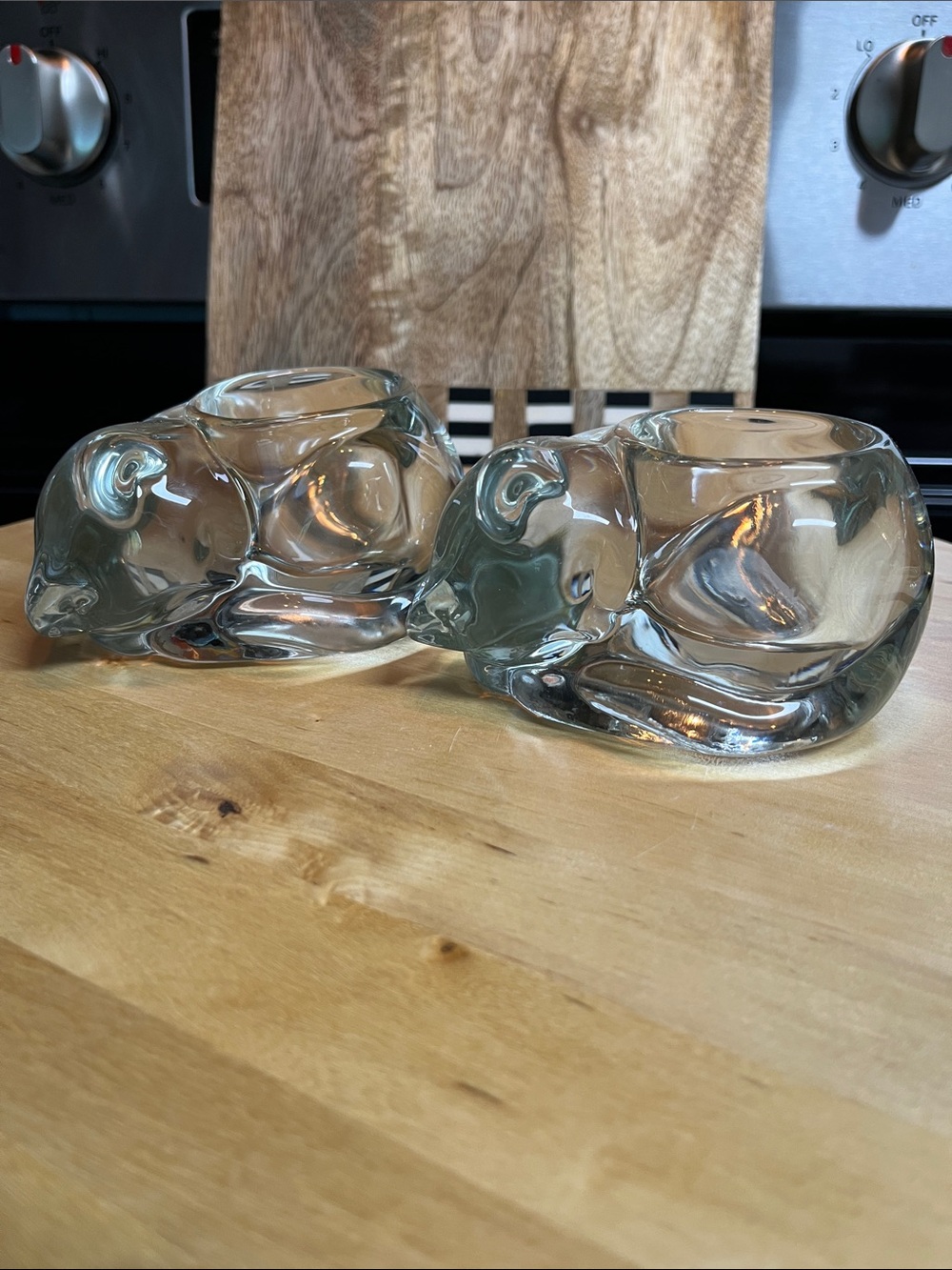 Indiana Glass Sleeping Kitten Votive Holders- Set of 2